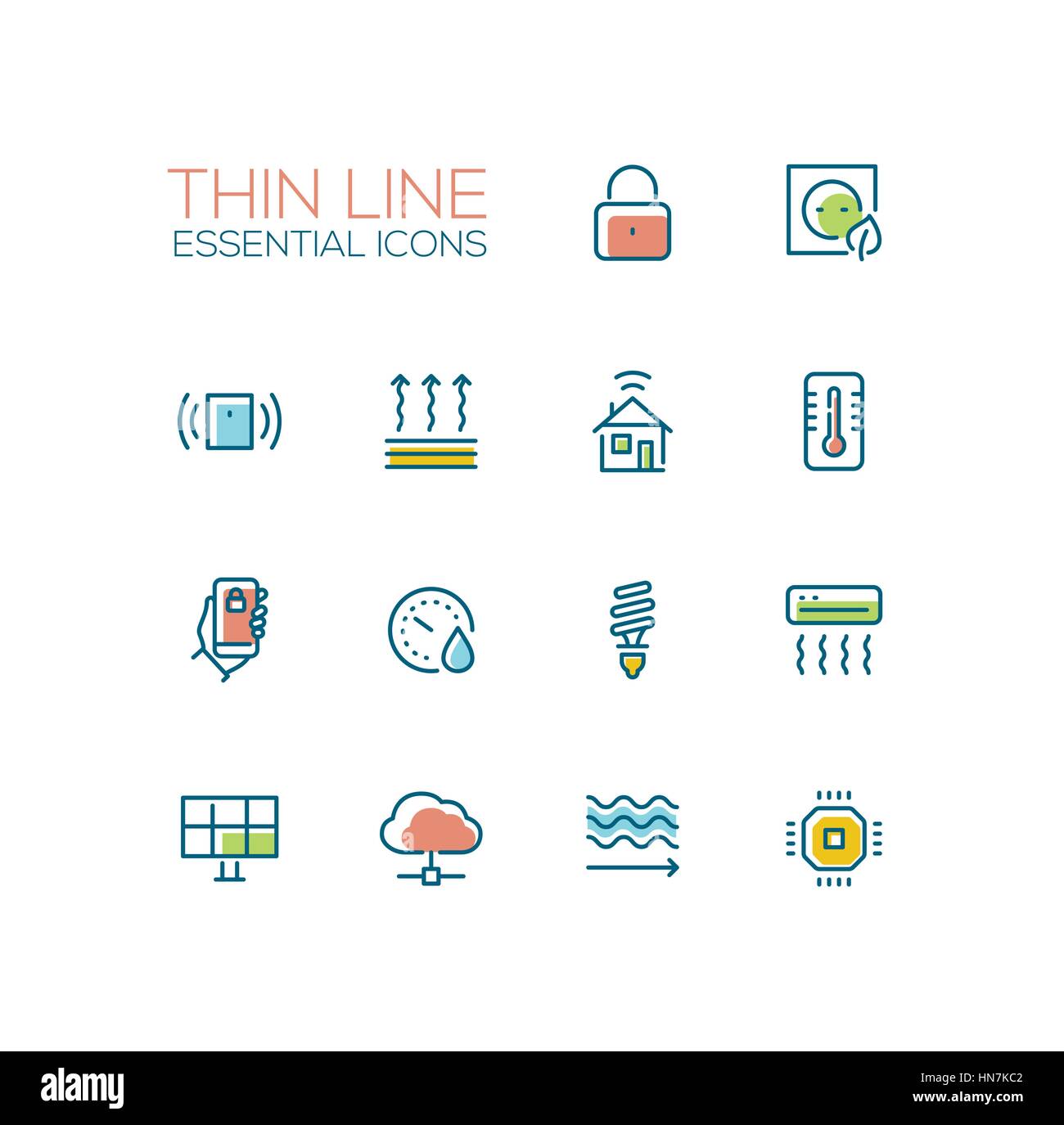 Intelligente Haus - dünne Zeile Icons Set Stock Vektor