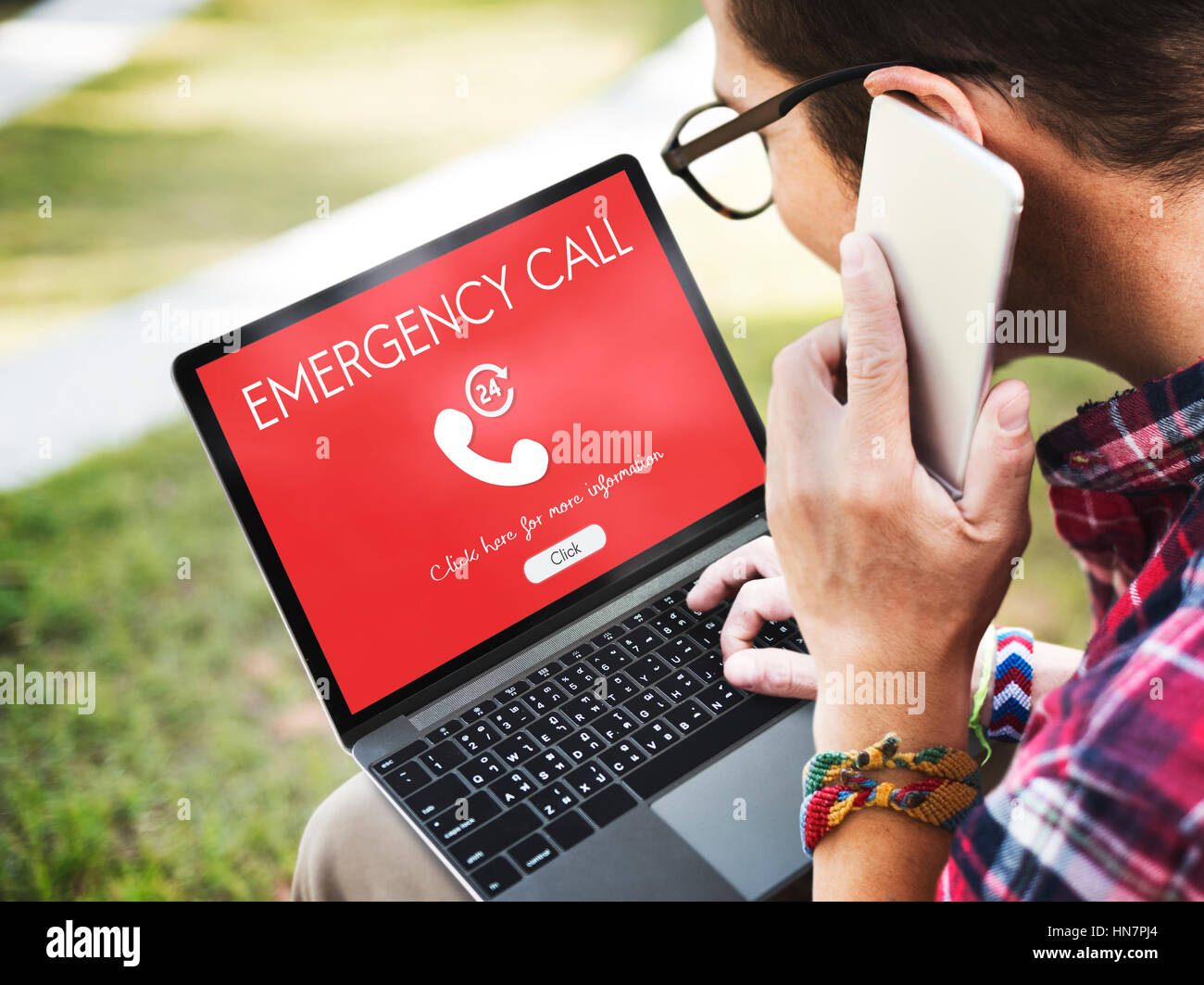 Notruf dringend versehentliche Hotline Sanitäter Konzept Stockfoto