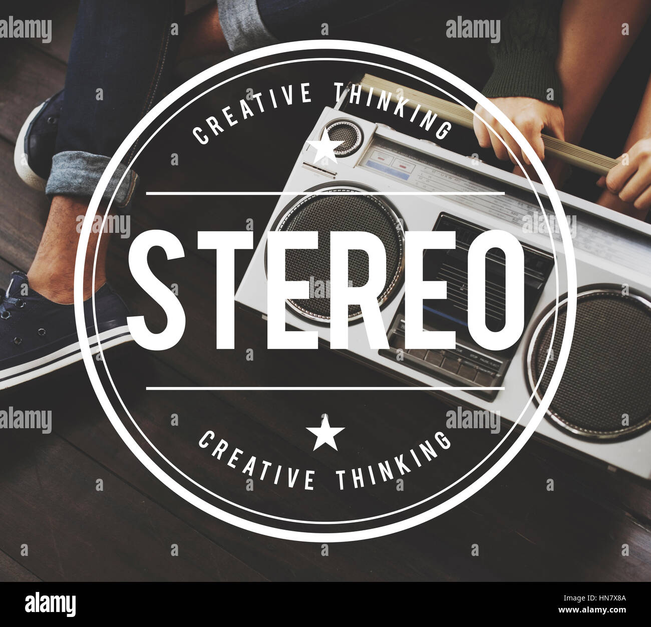 Stereo-Vintage Vector Grafikkonzept Stockfoto