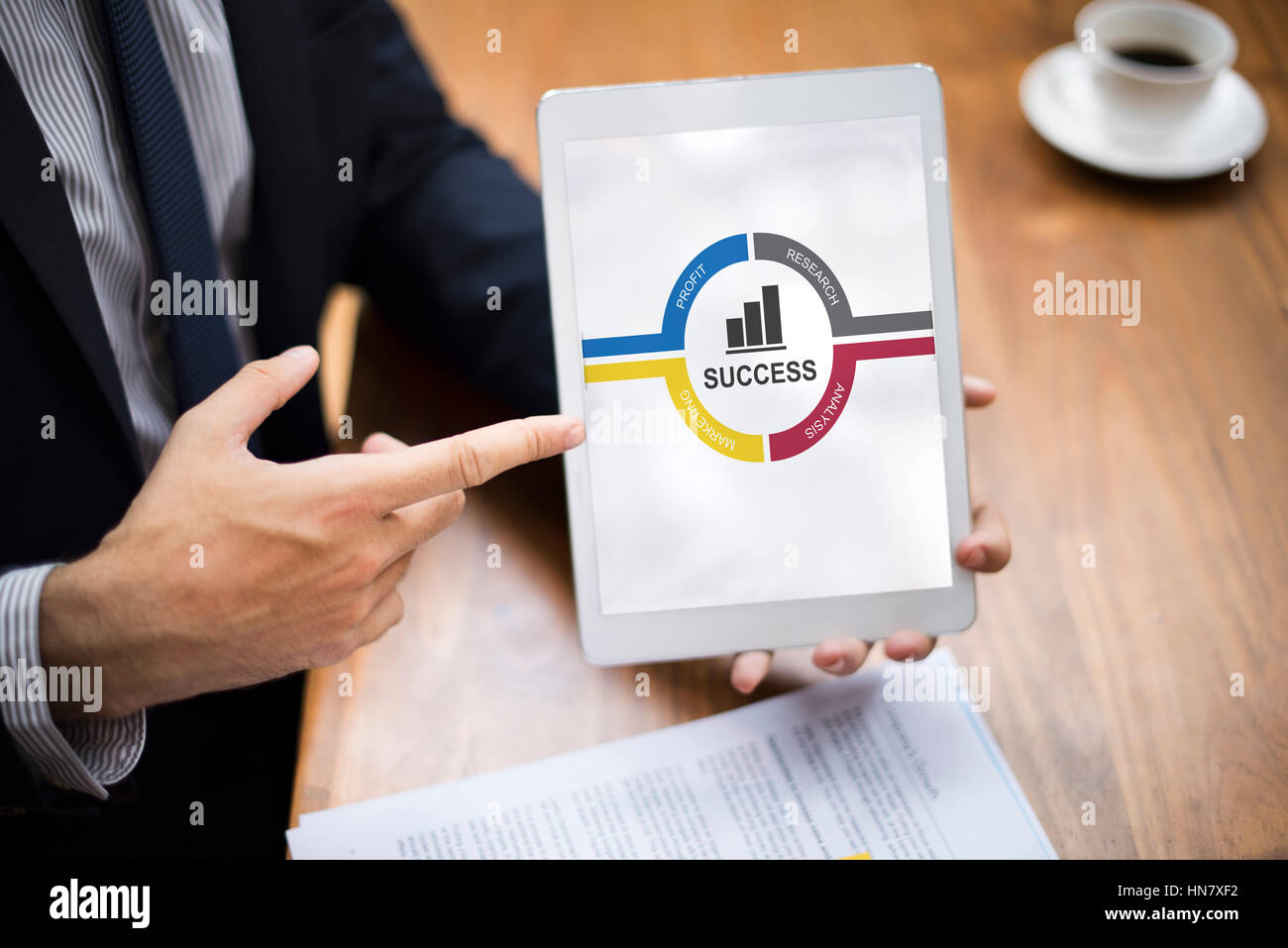 Erfolg-Diagramm-Prozesse Kreis-Konzept Stockfoto