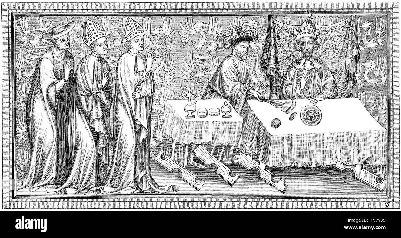 Abendessen der Krönung von Charles IV., Wenzel, 1316-1378, König von Böhmen, Kaiser des Heiligen Römischen Reiches geboren Stockfoto