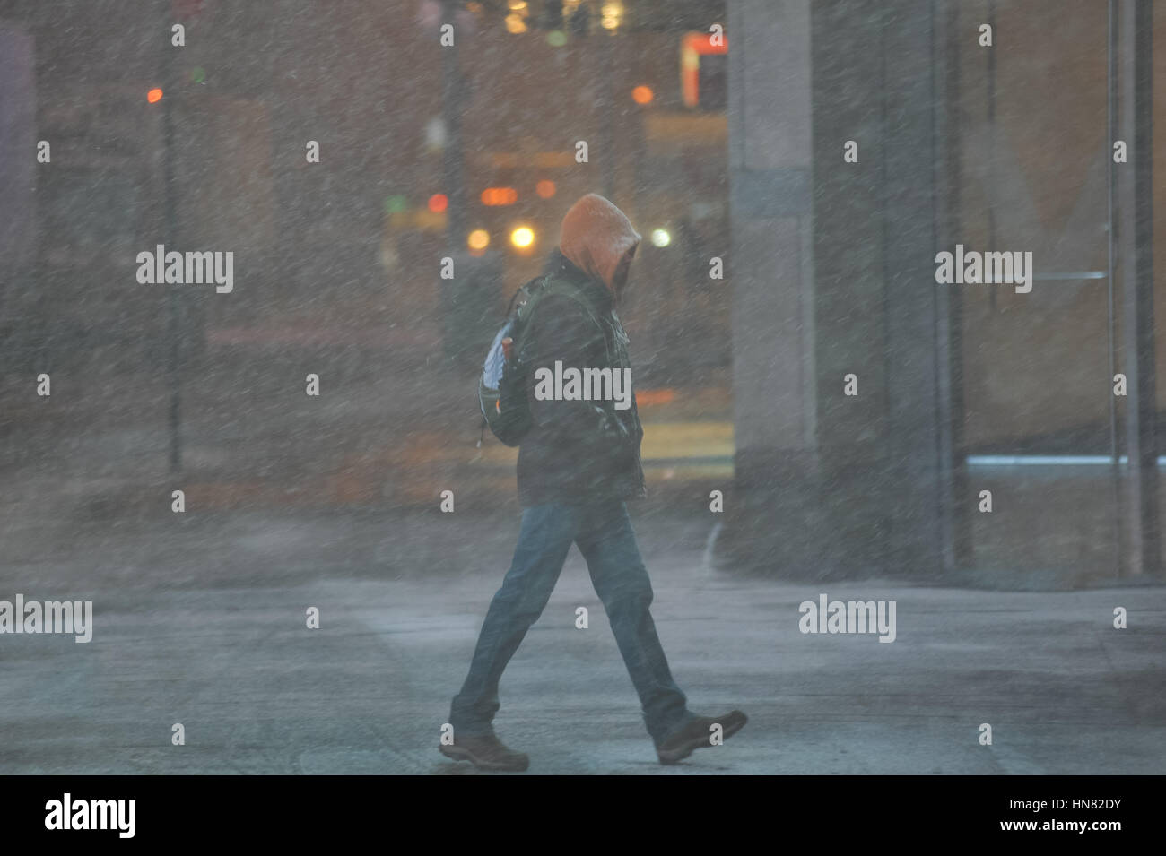 New York, USA. 9. Februar 2017. Schneesturm in Manhattan. Heute öffnen Sie Schulen nicht durch starke Schneefälle. Alle Notdienste sind in Alarmbereitschaft. New York, USA. 9. Februar 2017. Bildnachweis: LUIZ ROBERTO LIMA/Alamy Live-Nachrichten Stockfoto