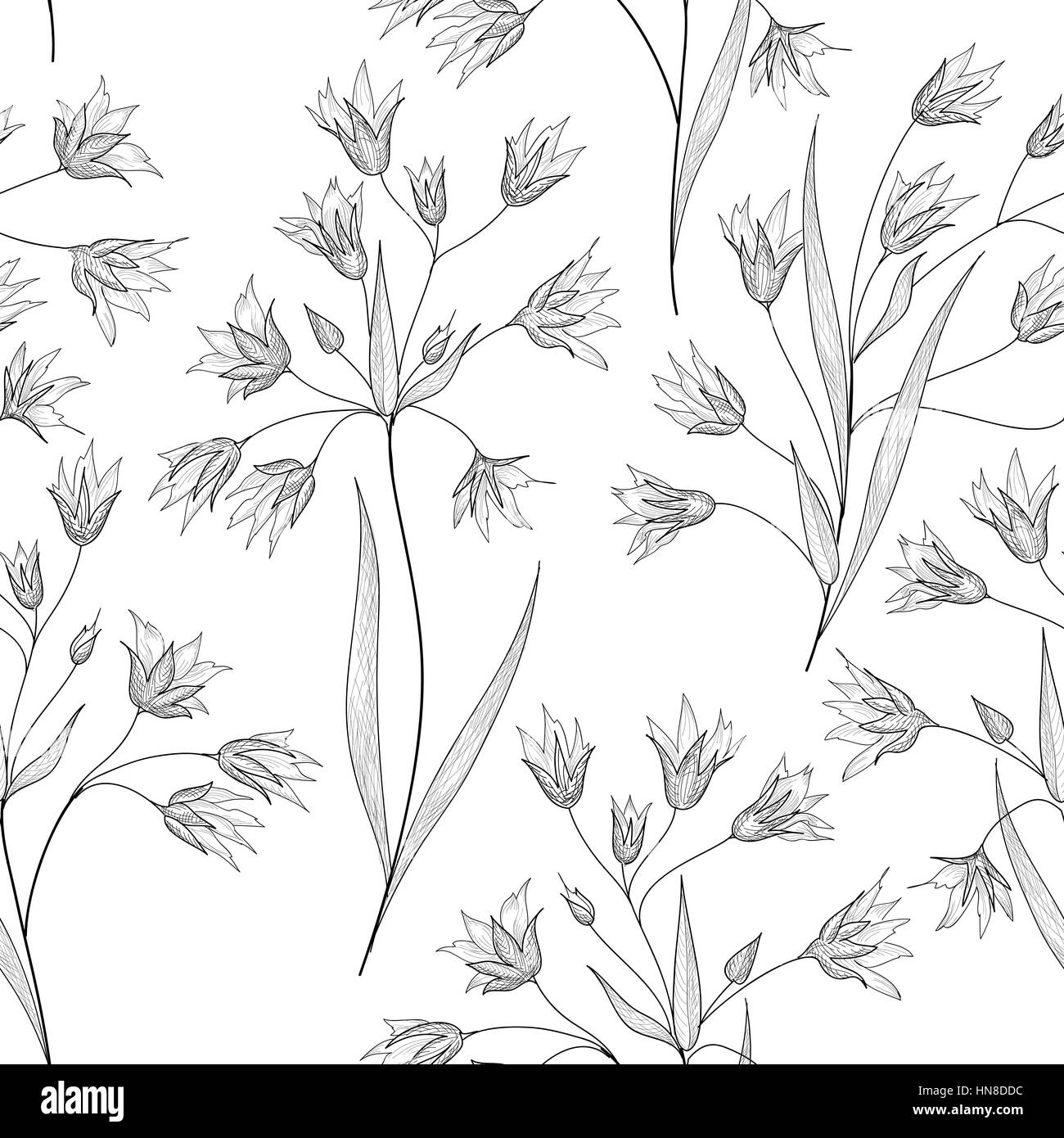 Florale nahtlose Muster. Blume Hintergrund. geblümte Fliese Feder Textur mit Blumen. Stock Vektor