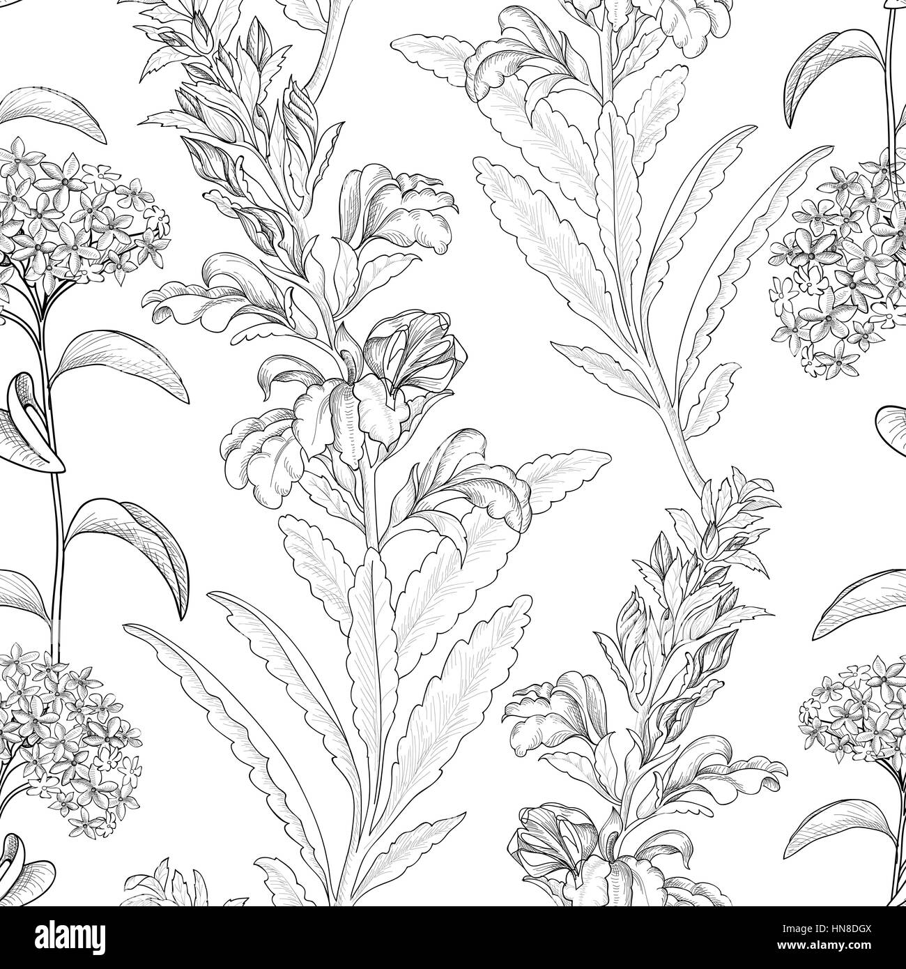 Florale nahtlose Muster. Blume Hintergrund. geblümte Fliese ornamentale Textur mit Blumen Frühling Garten gedeihen. Stock Vektor