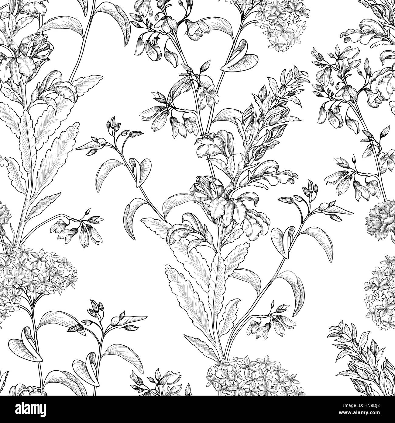 Florale nahtlose Muster. Blume Hintergrund. geblümte Fliese ornamentale Textur mit Blumen Frühling Garten gedeihen. Stock Vektor
