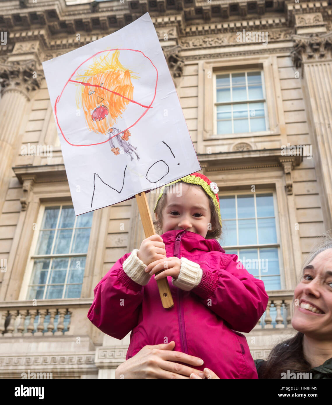 Trump März zu stoppen. Ein Protestmarsch fand in London zu fordern das Verbot von den muslimischen Ländern aufgehoben werden. Stockfoto