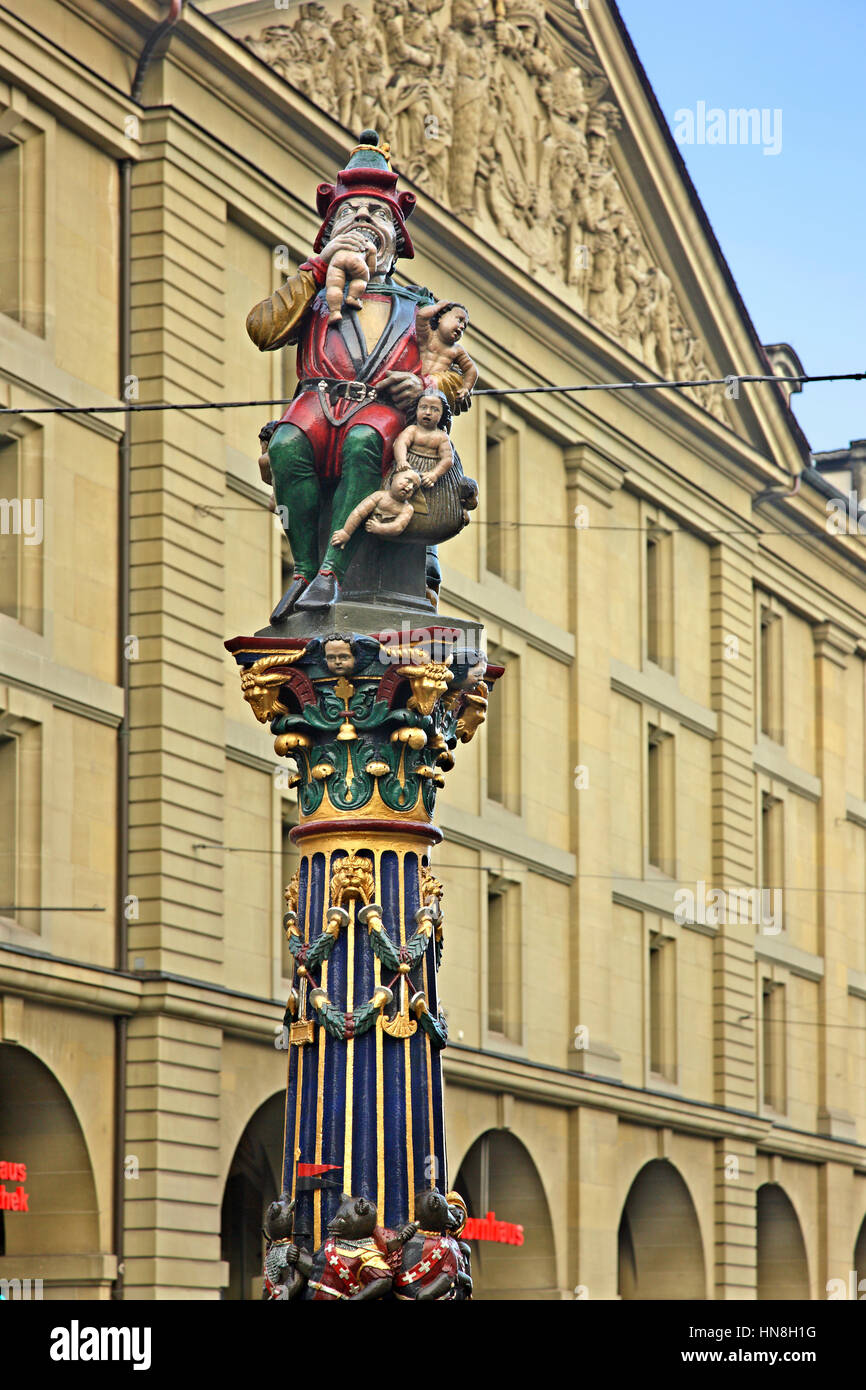 Die "vokalisierten" ("Childeater Brunnen") der berühmteste unter den Dutzenden von Brunnen in der Altstadt (Altstadt) Bern, Schweiz Stockfoto