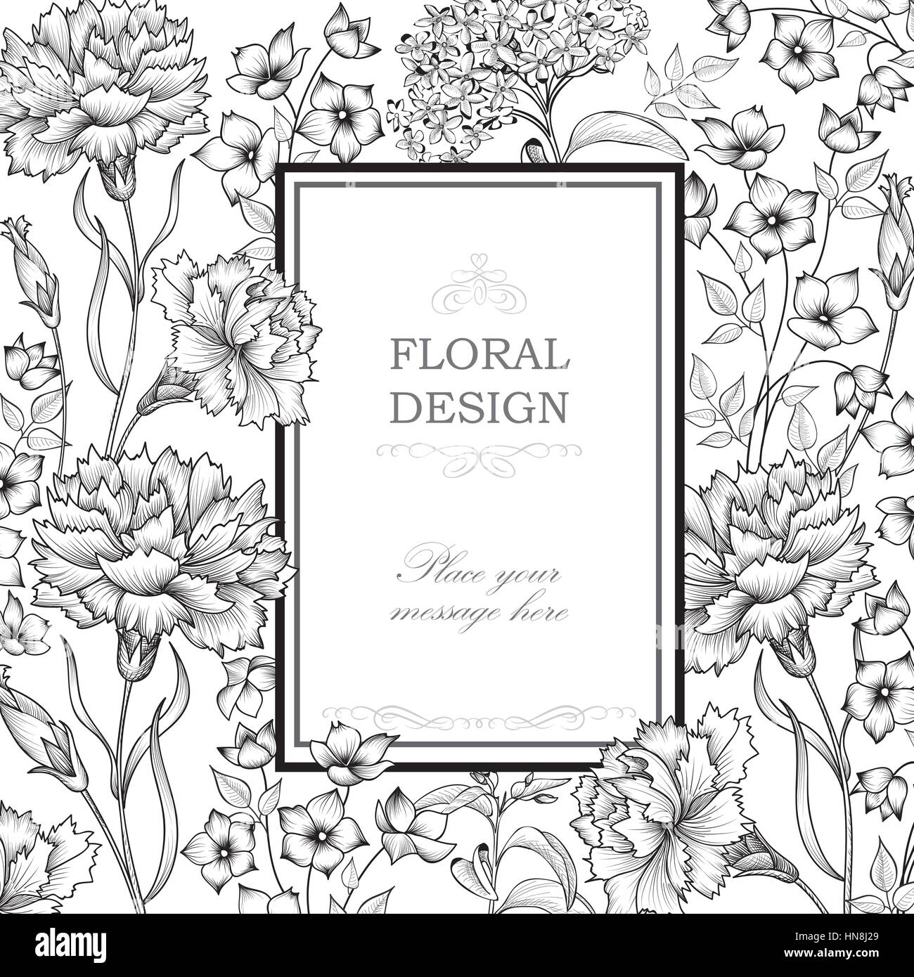 Floral background. flower bouquet Grenze. floralen Vintage. Karte mit Kopie Raum gedeihen. Stock Vektor