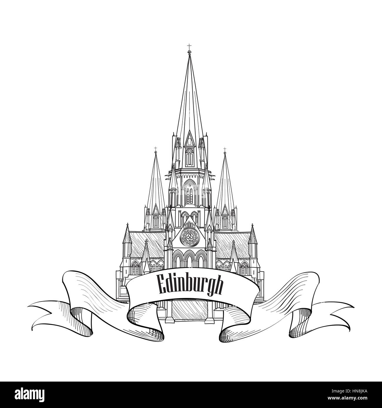 Edinburgh reisen Label, Schottland, Vereinigtes Königreich. Stock Vektor