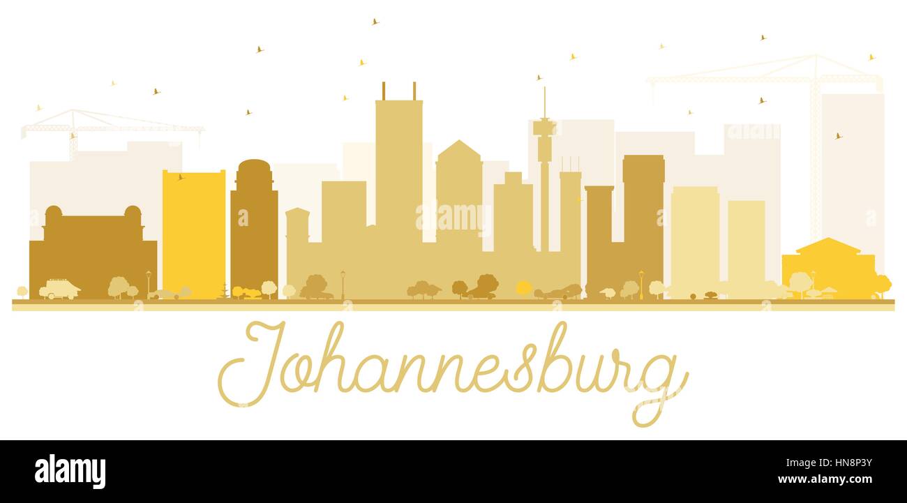 Johannesburg Skyline der Stadt goldene Silhouette. einfache flache Konzept für Tourismus Präsentation, Banner, Plakat oder Website. Stadtbild mit Sehenswürdigkeiten. Stock Vektor