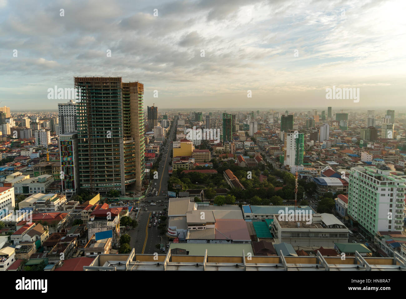 Stadtansicht Phnom Penh, Kambodscha, Asien |  Phnom Penh Stadtbild, Kambodscha, Asien Stockfoto