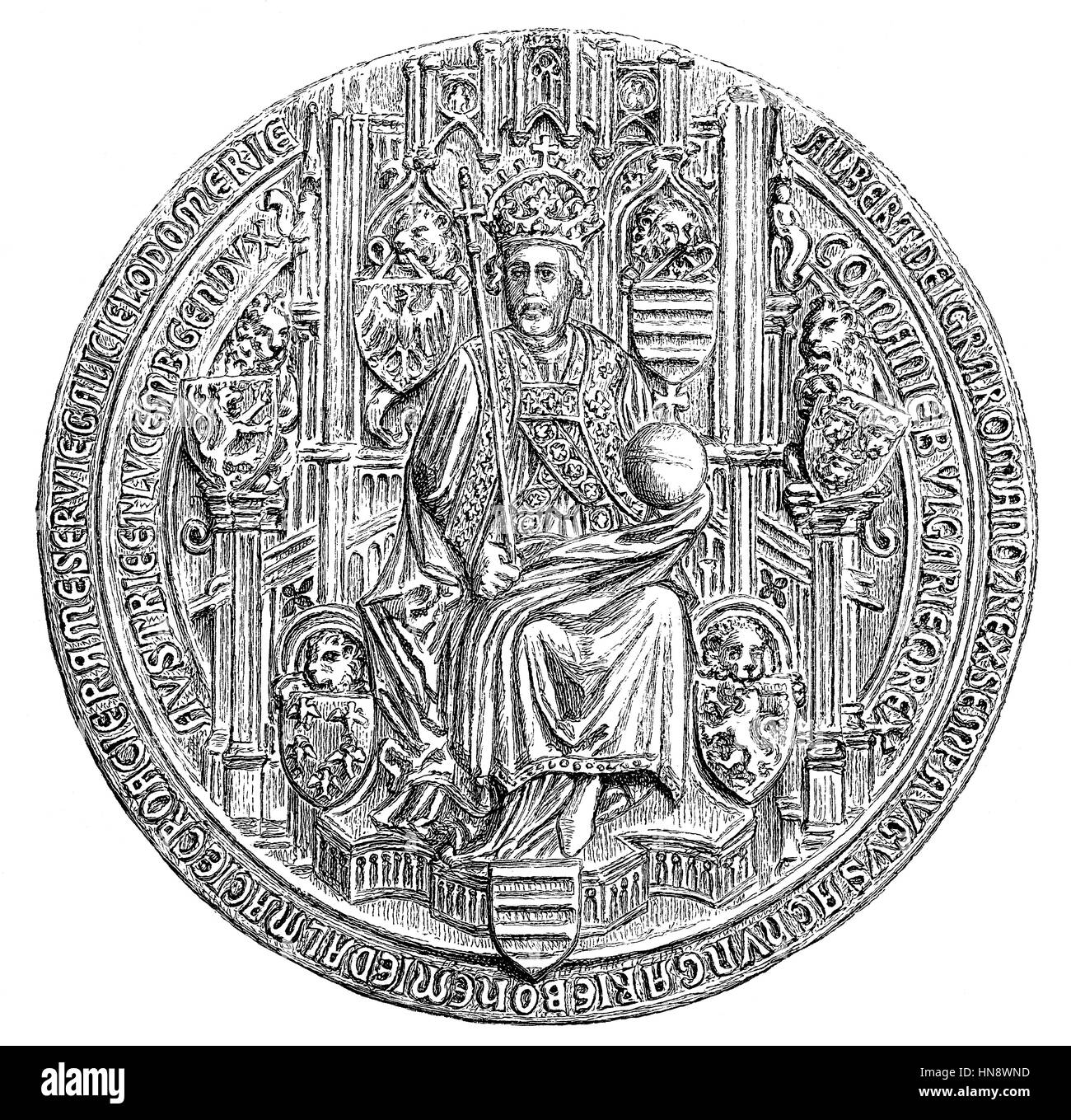 Siegel des Albert großmütig, 1397-1439, König von Deutschland als Albert II. Stockfoto