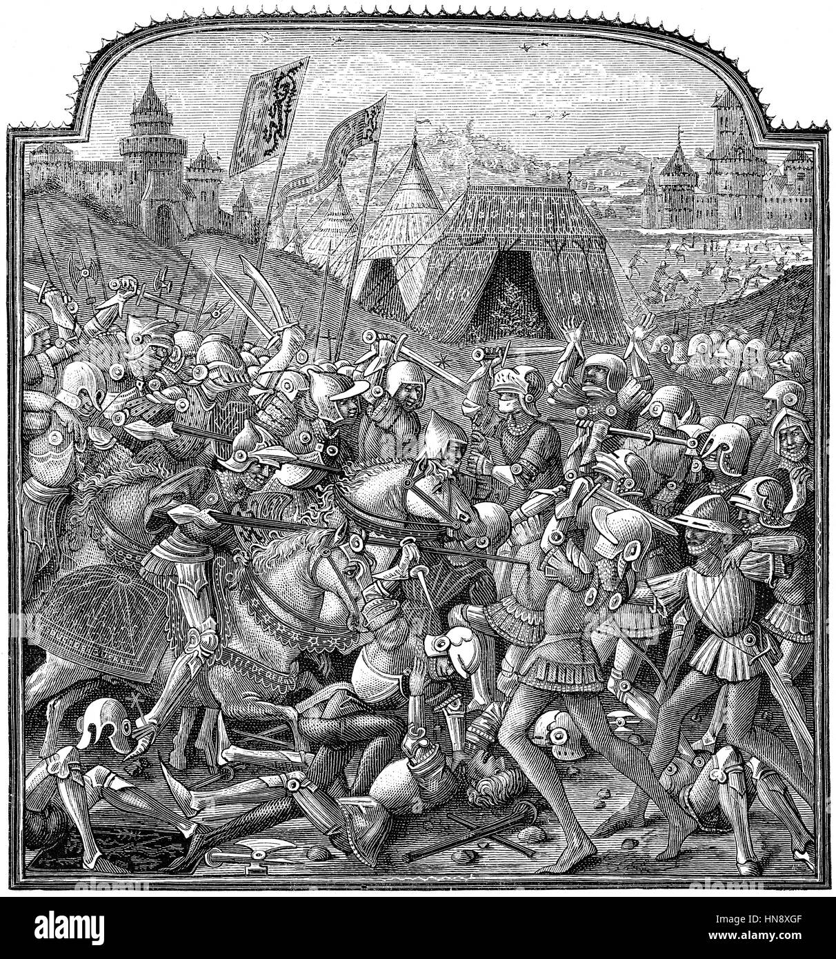 Die Schlacht von Grandson, 2 März 1476 burgundischen kriegen Stockfoto