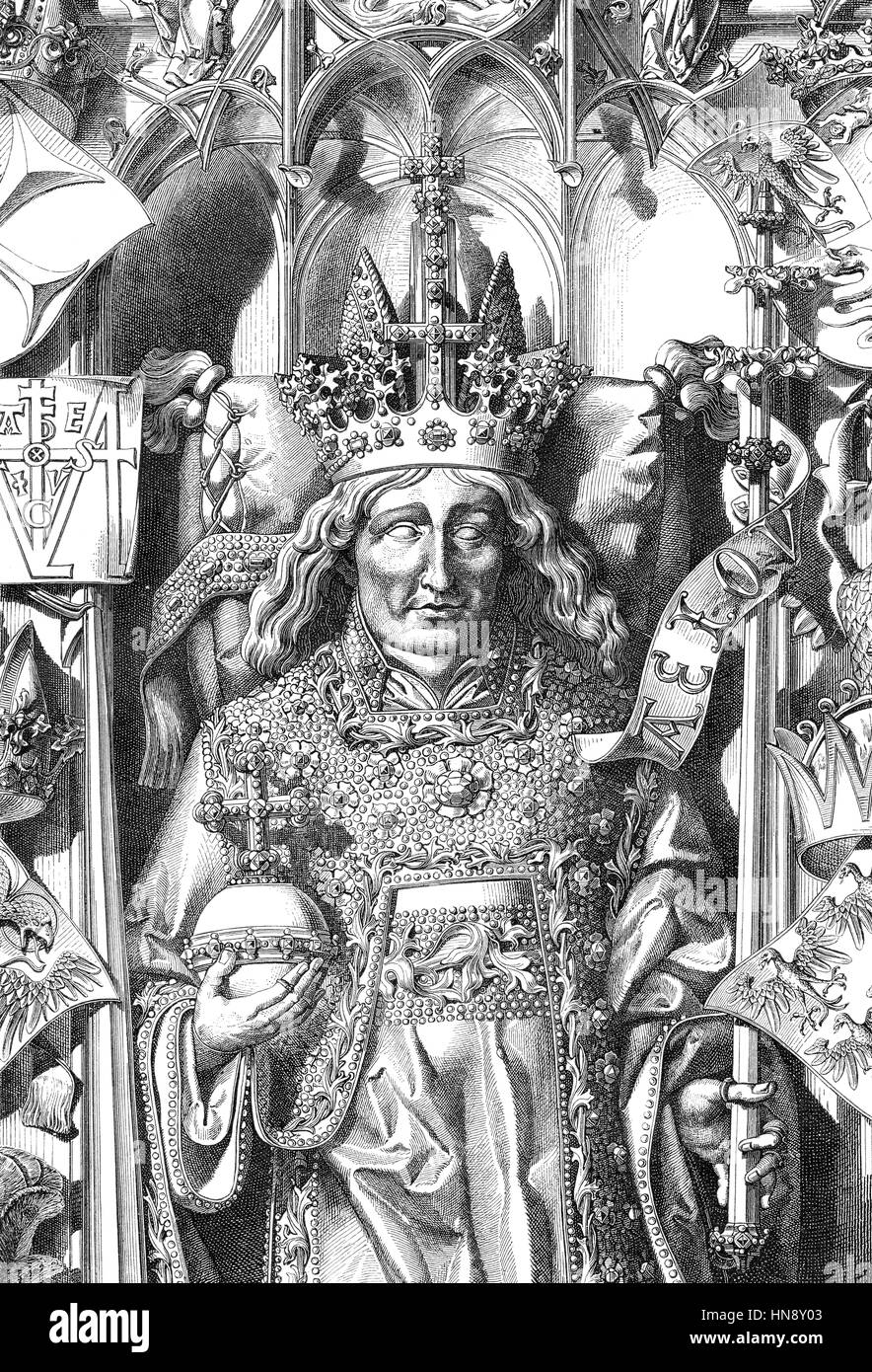 Der Stephansdom, Wien, der Grabstein von Frederick III, 1415-1493, Kaiser des Heiligen Römischen Reiches Stockfoto