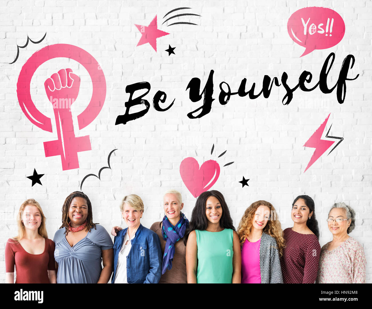 Feminismus Gleichstellung Vertrauen Frauen rechts Stockfoto