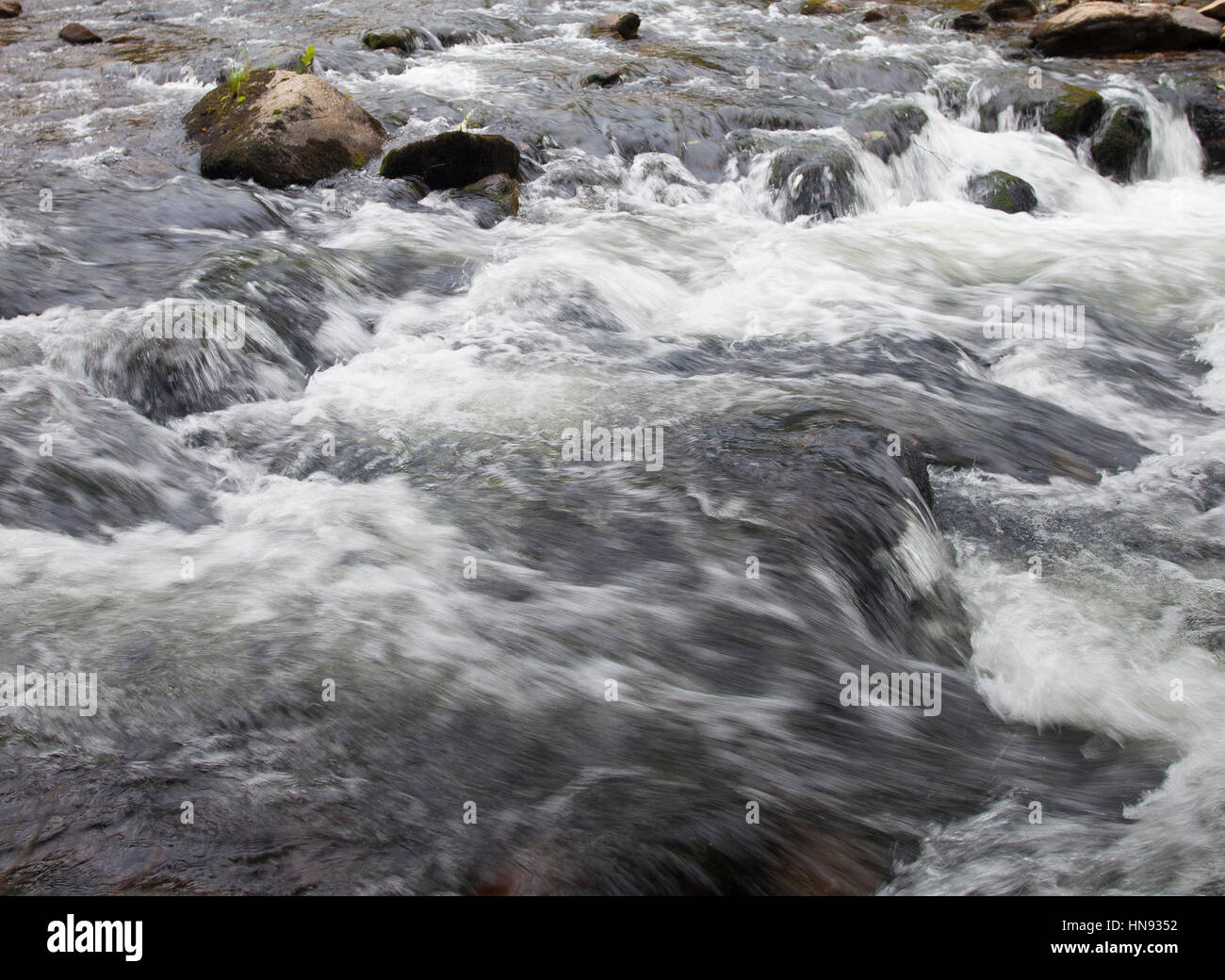 Wasser kocht über Felsen auf Wilson Creek in North Carolina Stockfoto