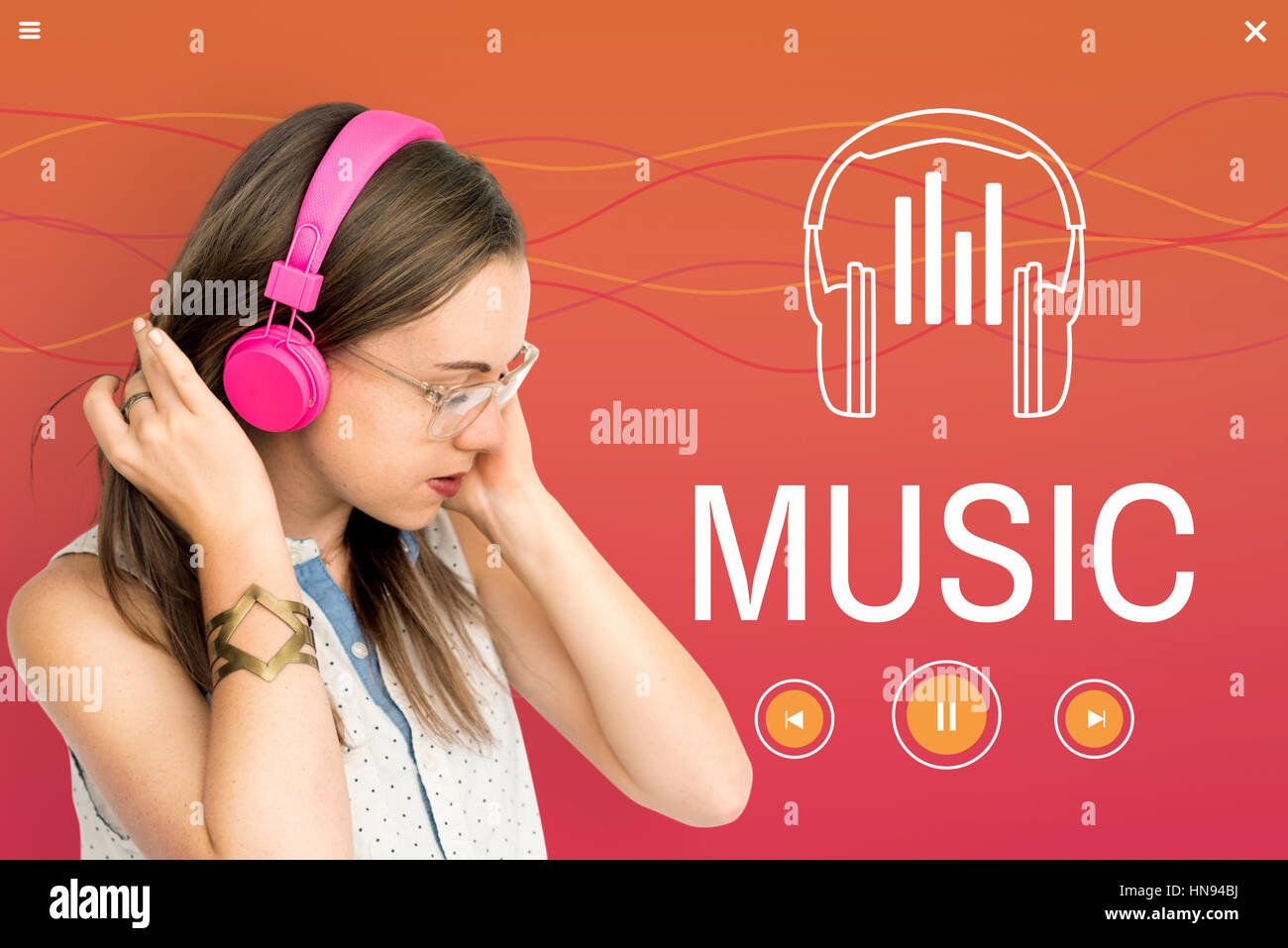 Kopfhörer Musik Genuss Jazz Pop Stockfoto