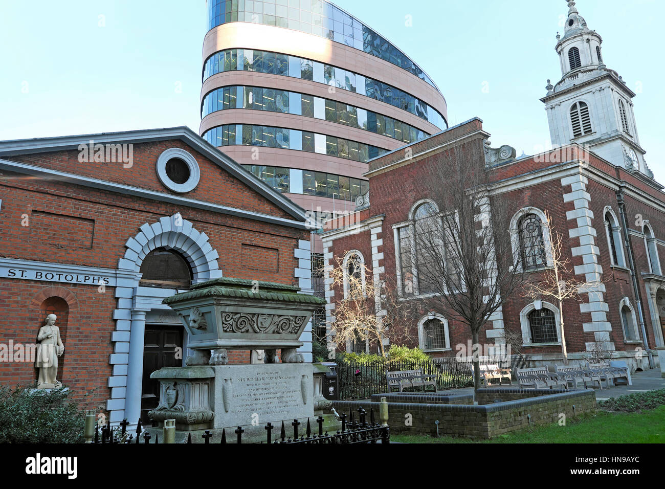 St. Botolph ohne Bishopsgate & Kirche Hall in der Nähe von Liverpool Street Station in London EC2M UK KATHY DEWITT Stockfoto