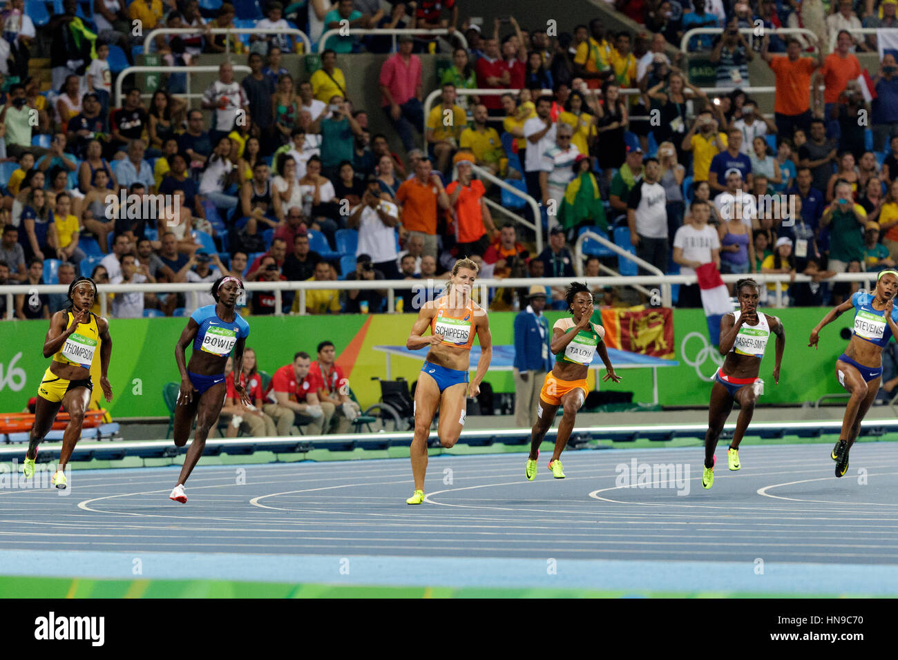 Rio De Janeiro, Brasilien. 17. August 2016.  Leichtathletik, Frauen 200m-Finale bei den Olympischen Sommerspielen 2016. © Paul J. Sutton/PCN-Fotografie. Stockfoto