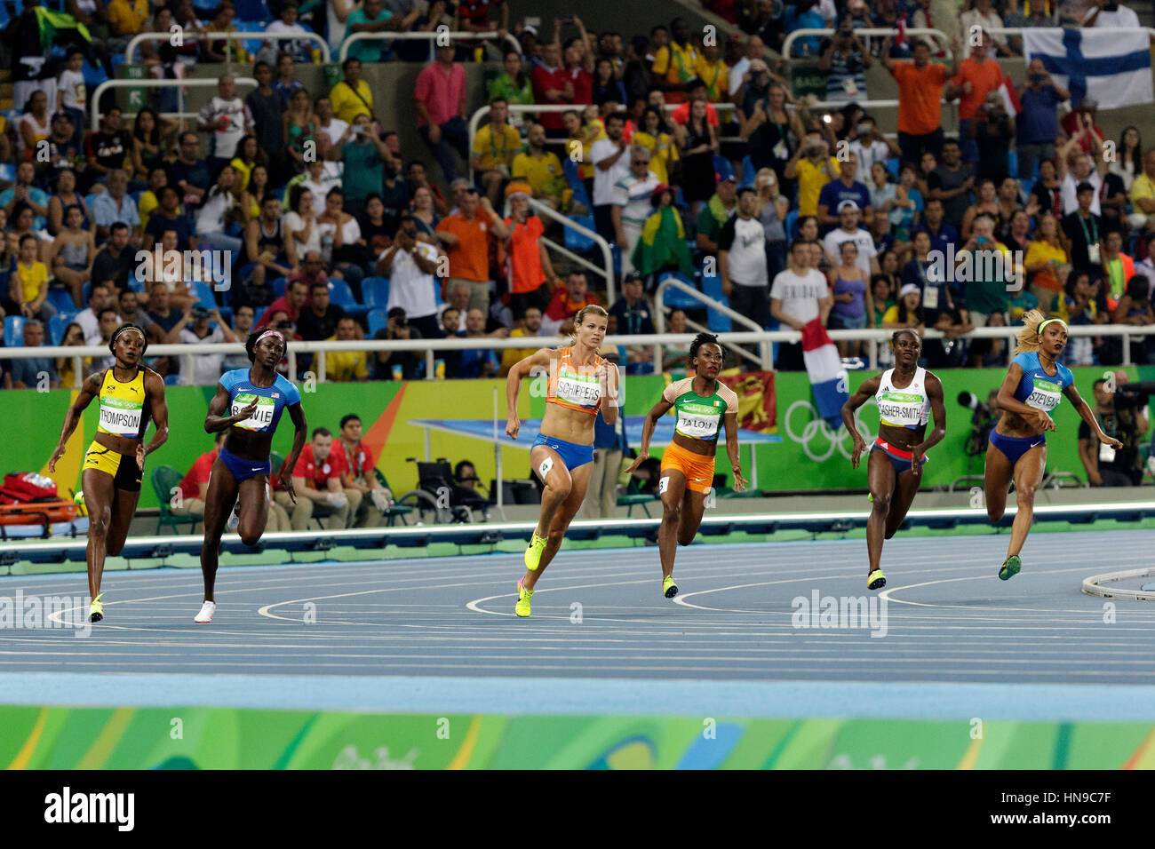 Rio De Janeiro, Brasilien. 17. August 2016.  Leichtathletik, Frauen 200m-Finale bei den Olympischen Sommerspielen 2016. © Paul J. Sutton/PCN-Fotografie. Stockfoto