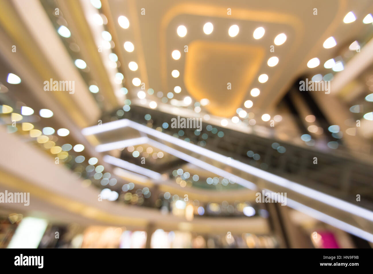 Zusammenfassung Hintergrund Bokeh Licht am Einkaufszentrum Stockfoto
