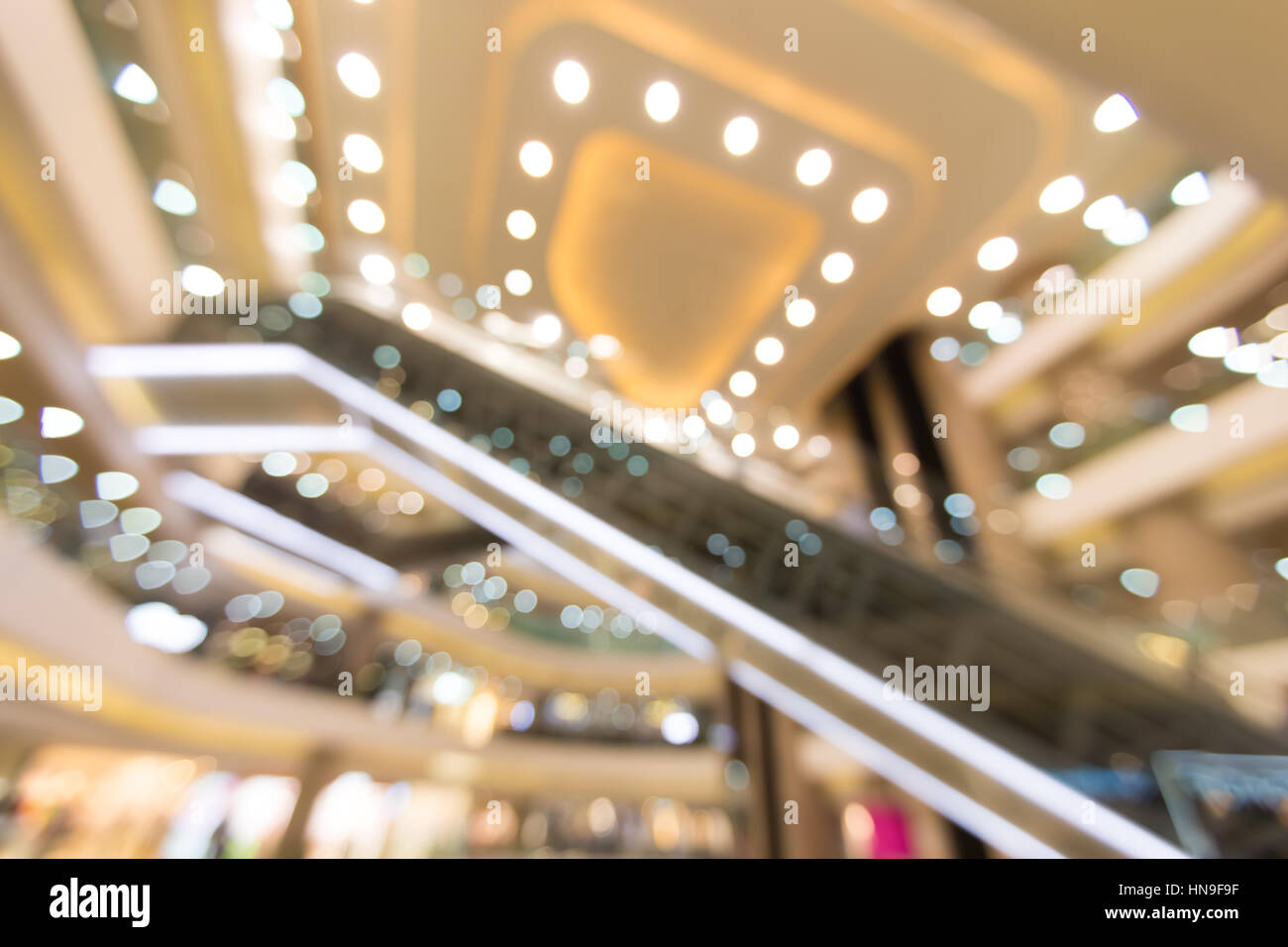 Zusammenfassung Hintergrund Bokeh Licht am Einkaufszentrum Stockfoto