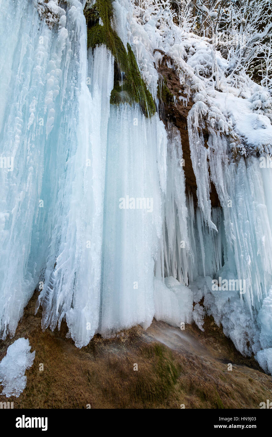 Schleier Wasserfällen, Bayern, Deutschland, im winter Stockfoto