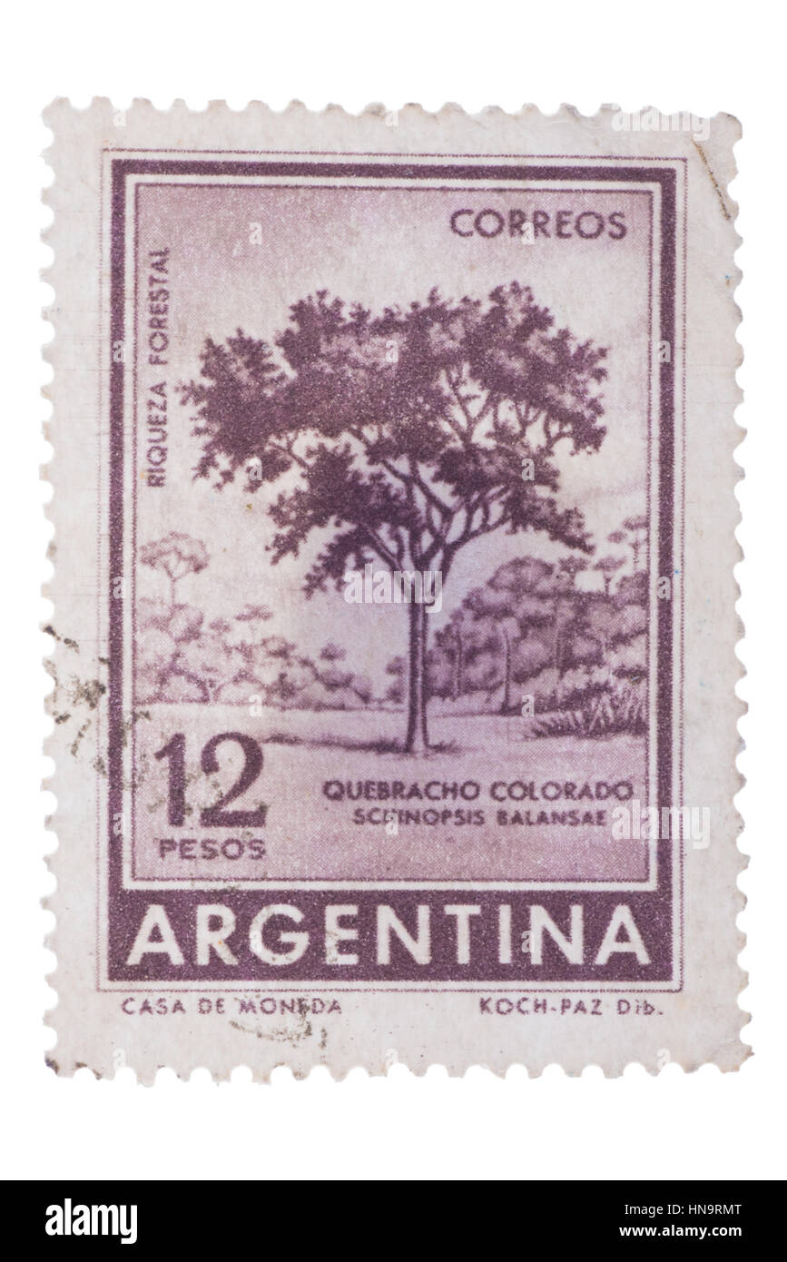 Argentinien - CIRCA 1964: Eine Briefmarke gedruckt in zeigt rot Q Stockfoto