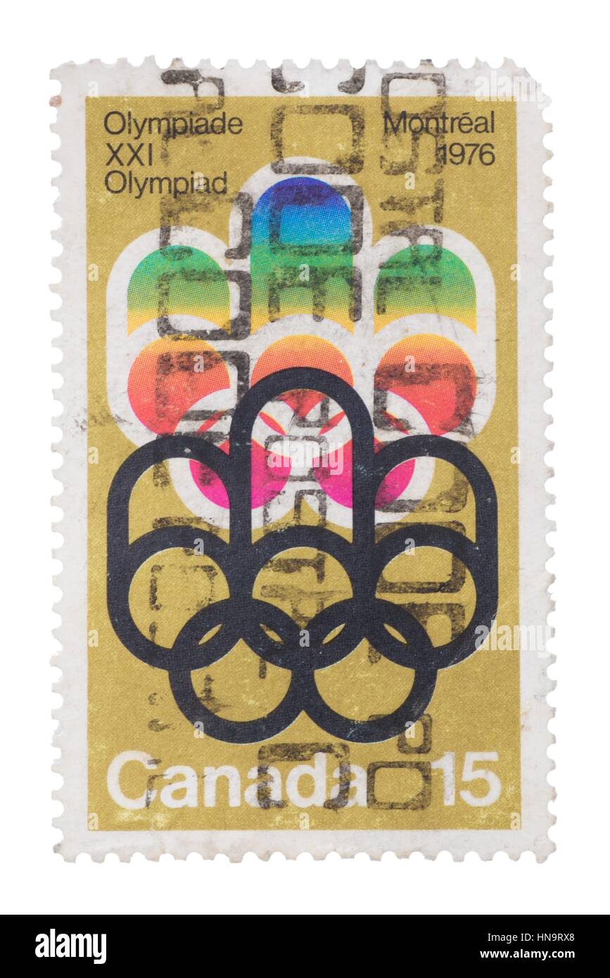 Kanada - CIRCA 1973: eine Briefmarke gedruckt in den Shows 1. Oly Stockfoto