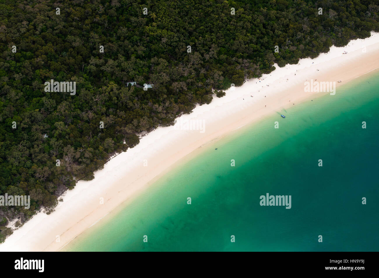 Rundflug über Whitehaven Beach, Whitsunday Islands, Australien Stockfoto