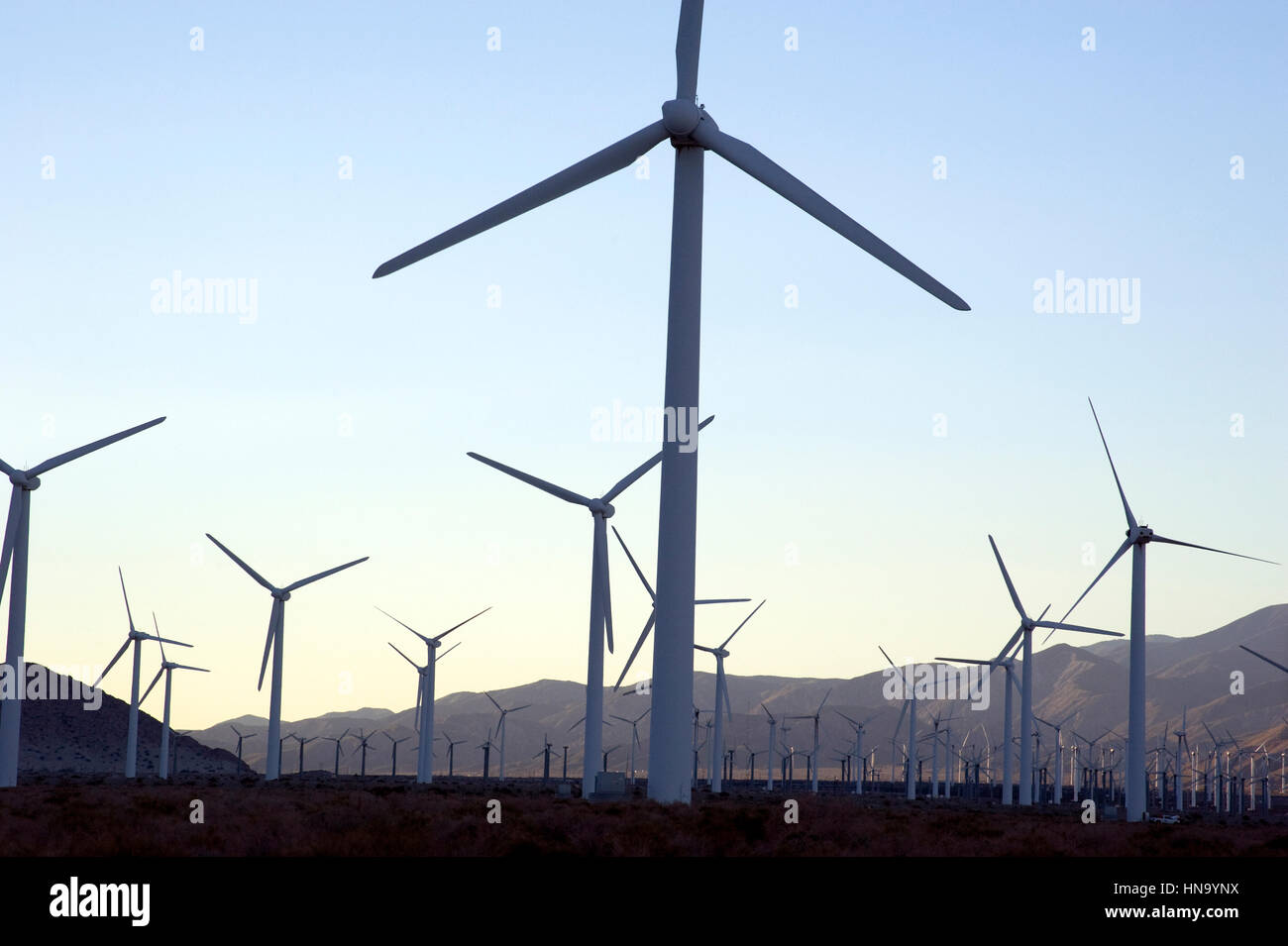 Windmühlen in Palm Desert in der Nähe von Palm Springs, Kalifornien Stockfoto