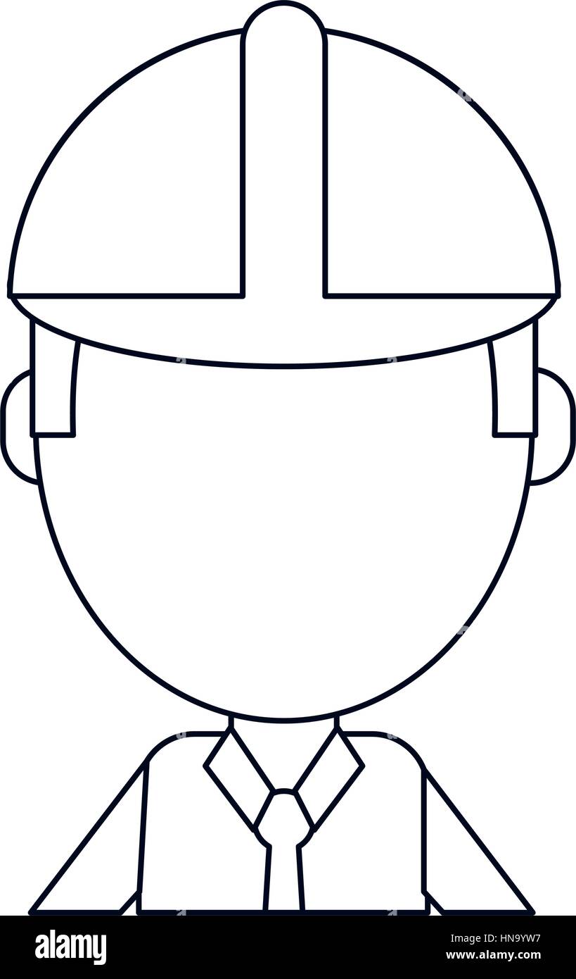 Business Mann Bau Helm dünne Linie Vektor Illustration Eps 10 Stock Vektor