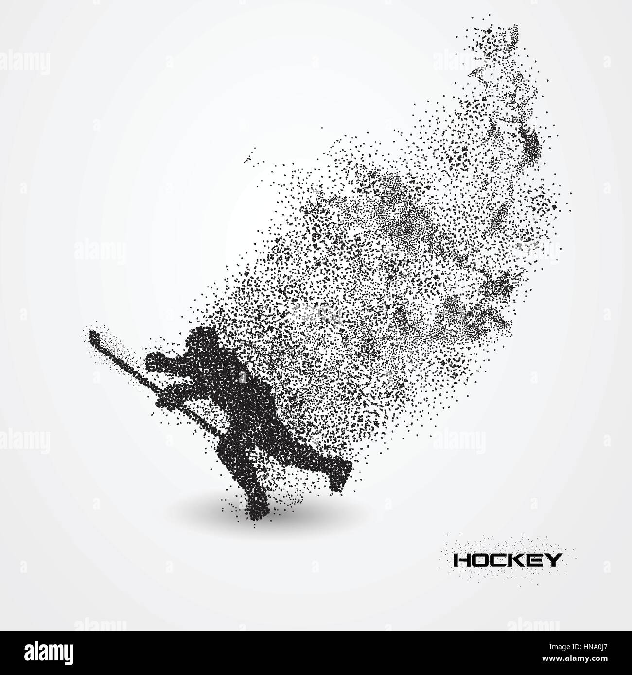 Eishockey-Spieler eine Silhouette von Teilchen. Stock Vektor