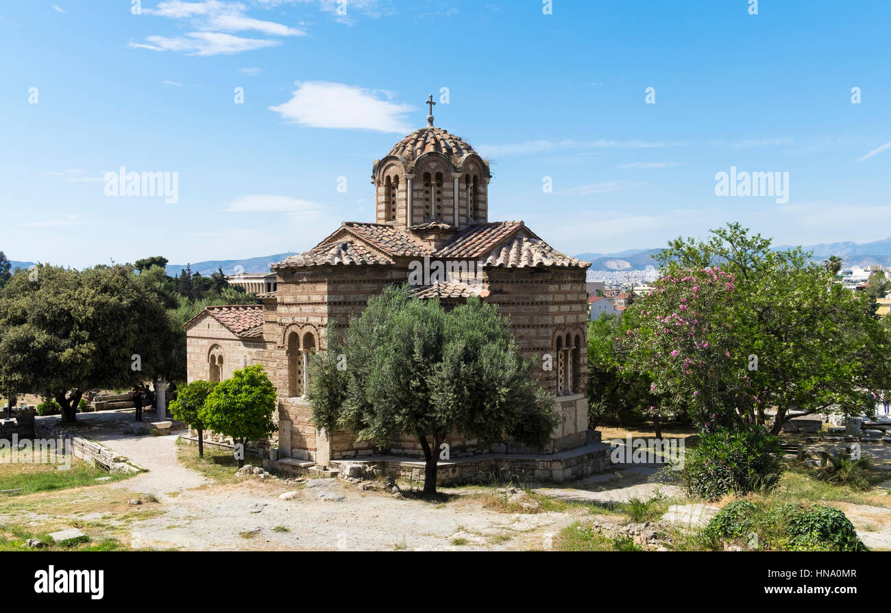 Byzantinische griechische orthodoxe Kirche, antike Agora, Athen, Griechenland Stockfoto
