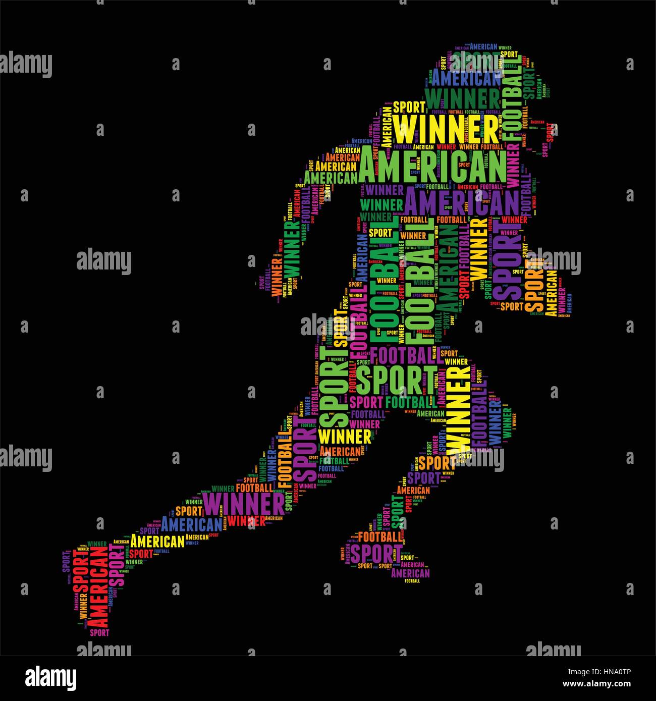 US-amerikanischer American-Football-Typografie Wort Wolke bunte Vektor-illustration Stock Vektor