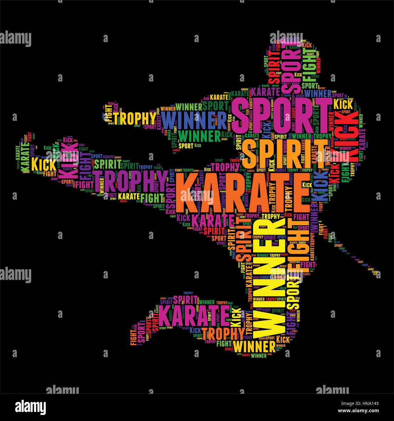 Karate Typografie Wort Wolke bunte Vektor-illustration Stock Vektor