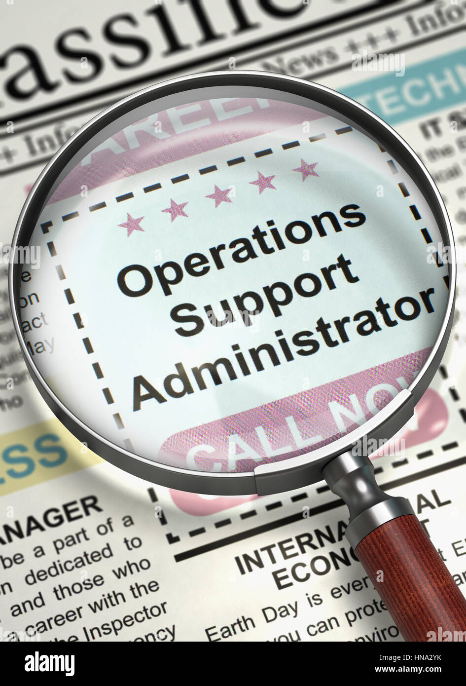 Operations Support-Administrator wollte. 3D. Stockfoto