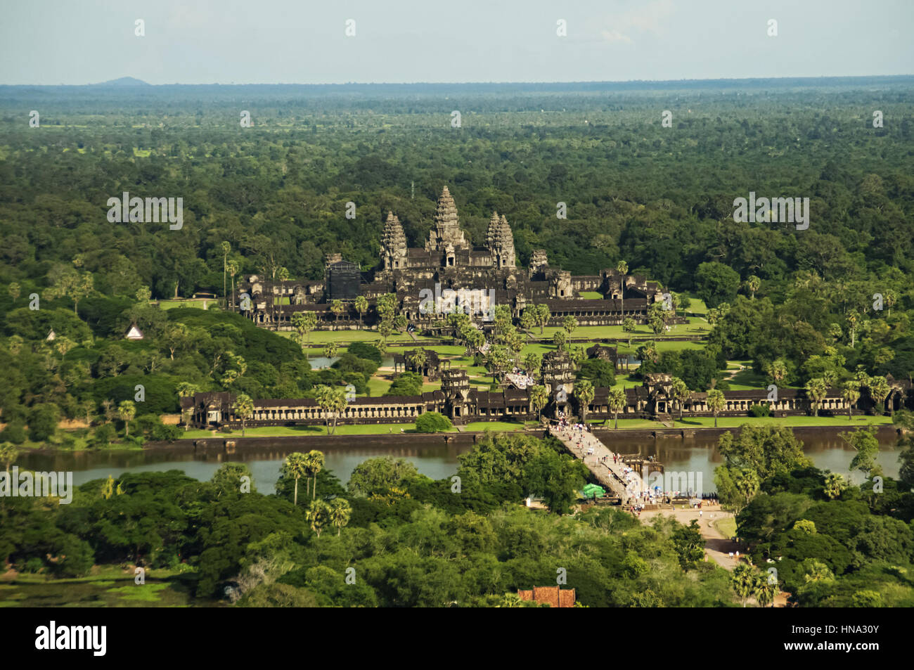 Angkor Wat Tempel Komplex, Aerial View. Siem Reap, Kambodscha. Größte religiöse Bauwerk der Welt 162,6 Hektar. UNESCO-Welterbe Stockfoto