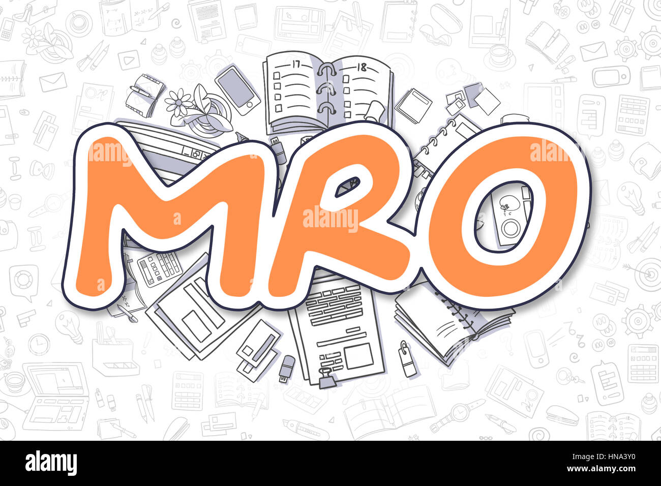 MRO - Doodle Orange Wort. Business-Konzept. Stockfoto
