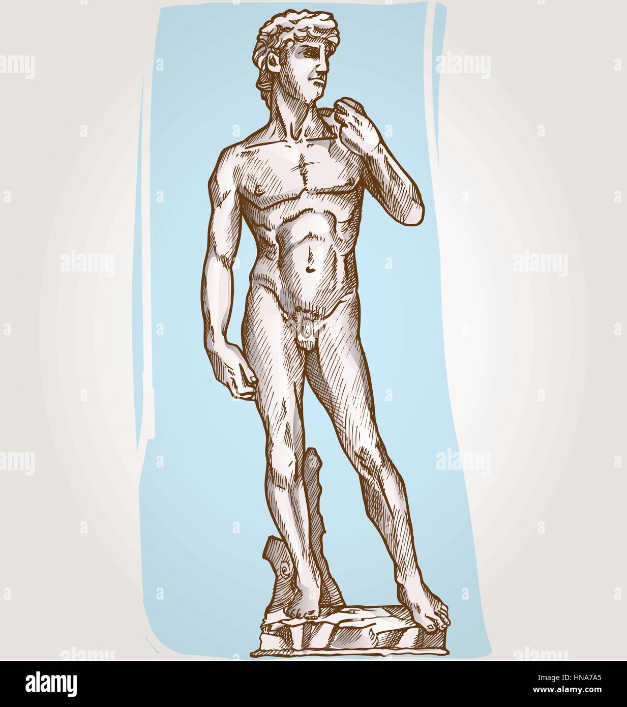 David-Statue von Michelangelo auf blauem Hintergrund Stock Vektor