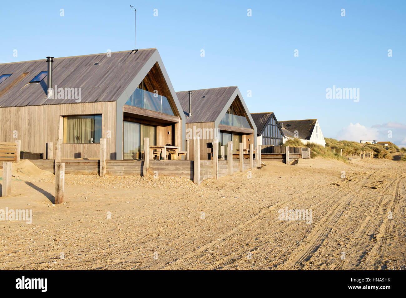 Camber sands Beach Houses, Architekten: Walker und Martin, East Sussex, England, UK Stockfoto