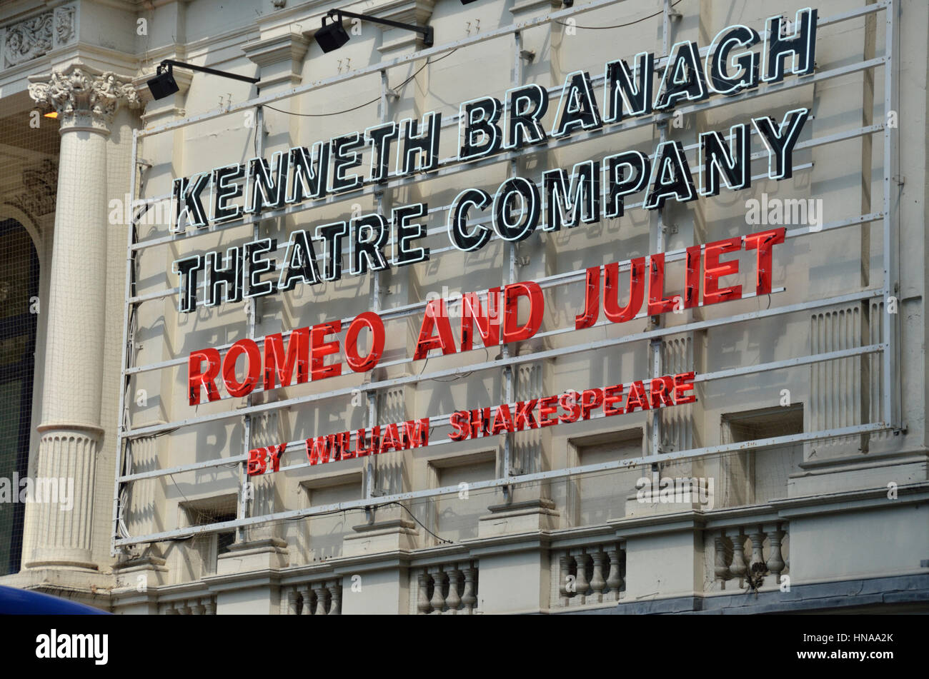 Kenneth Branagh Romeo und Julia Produktion Plakatwand, London, UK. Stockfoto