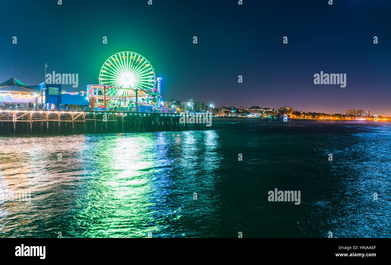 Santa Monica, Kalifornien, Usa. 2016/07/21:Santa Monica Strand in der Nacht, Santa Monica, Kalifornien, Usa. Stockfoto