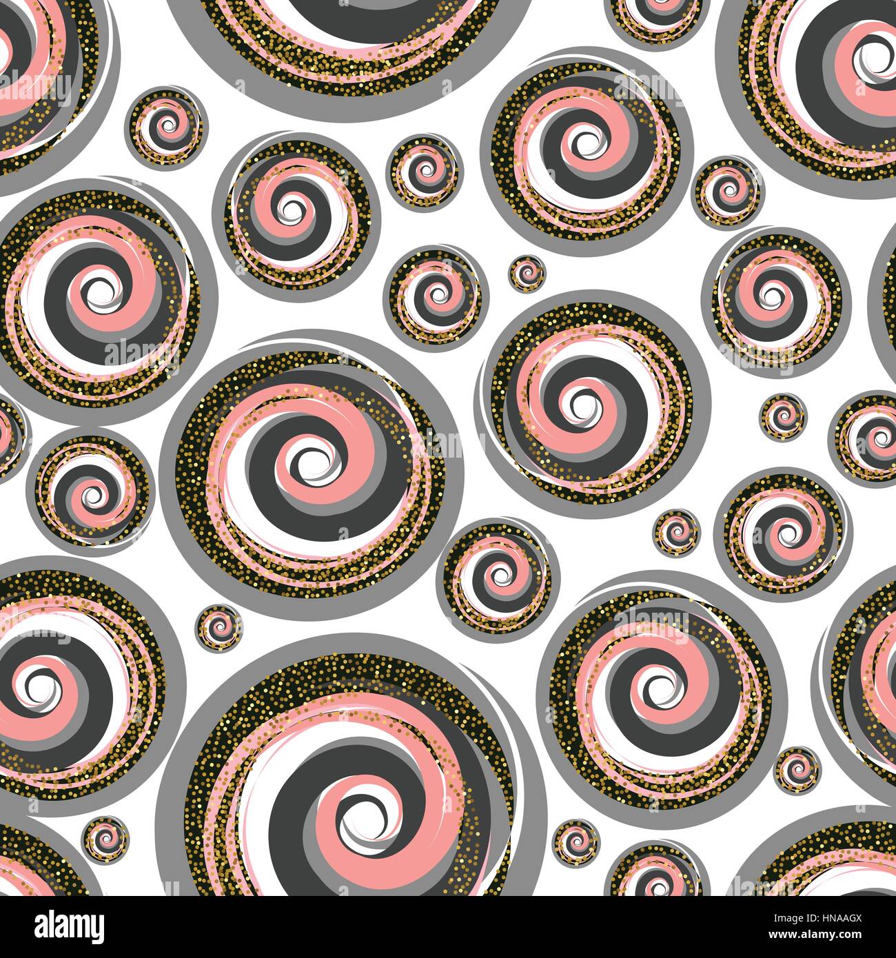 Abstrakte nahtlose Kreis-Muster mit Goldglitter. Vintage Tapete Stock Vektor