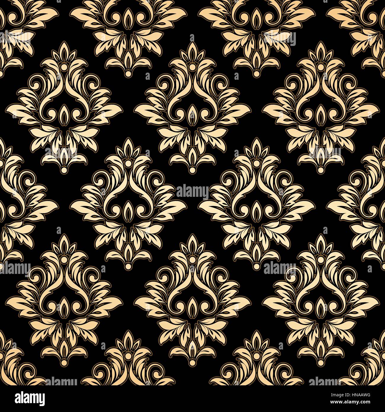 Golden Luxus Tapeten. Vintage Damast Musterdesign Vector Hintergrund. Stock Vektor