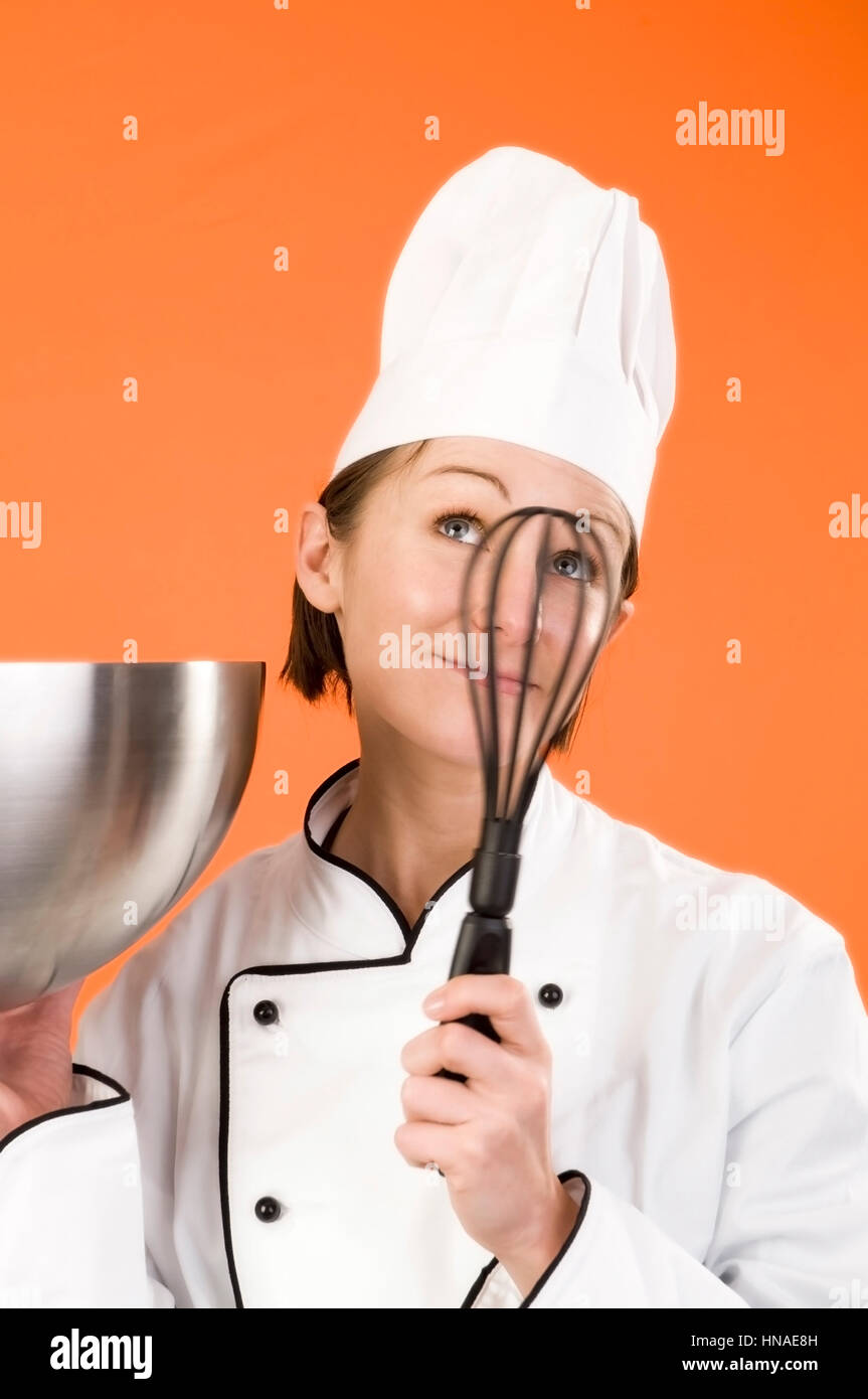 Junge Koechin - junge, weibliche Koch Stockfoto
