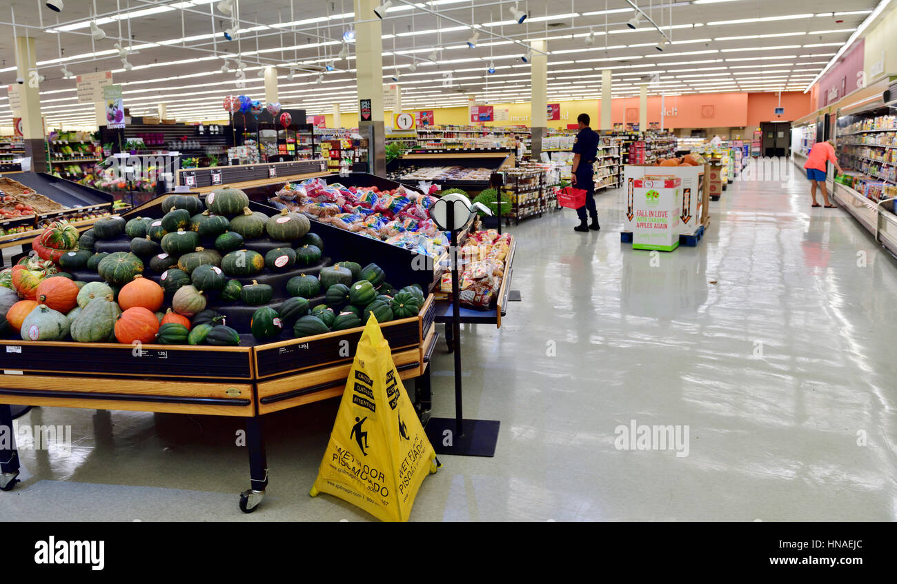 Innen Winn-Dixie-Lebensmittelgeschäft, Supermarkt-Kette, St. James City, Florida, USA Stockfoto