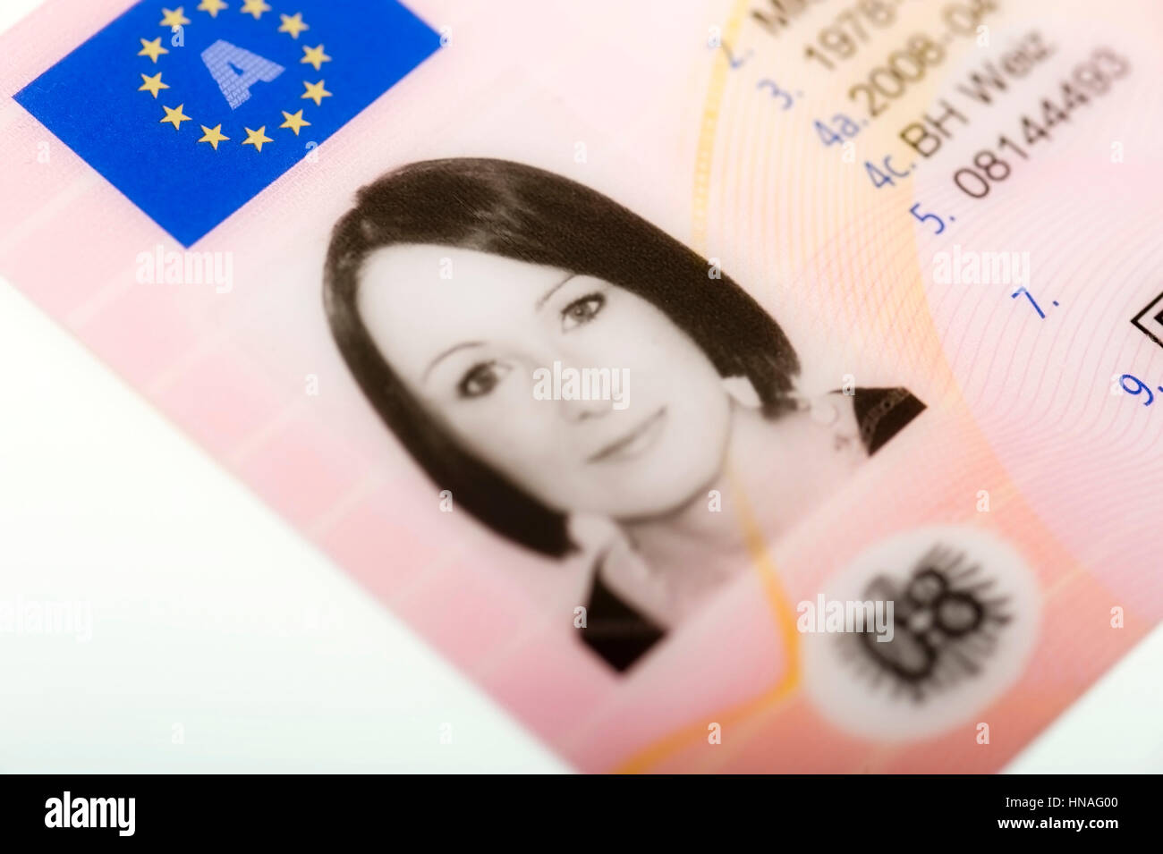 EU-Fuehrerschein, Oesterreichischer Scheckkartenfuehrerschein - österreichischen EU-Führerschein Stockfoto