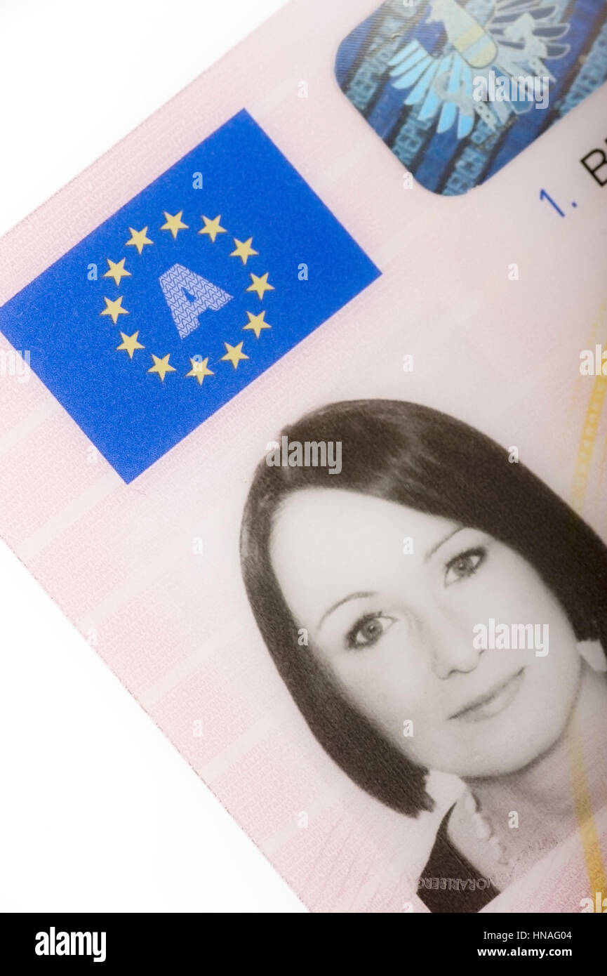 EU-Fuehrerschein, Oesterreichischer Scheckkartenfuehrerschein - österreichischen EU-Führerschein Stockfoto