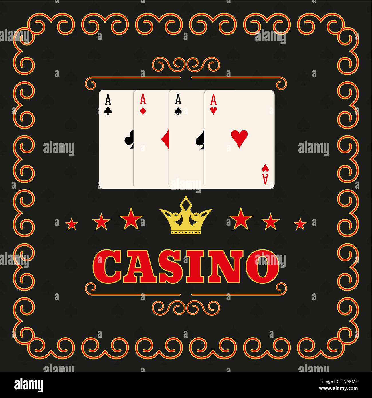 Casino auf einem dunklen Hintergrund in einem Rahmen gesetzt. Vektor-Illustration für Ihr Design. Plakatwerbung, Schild Stock Vektor